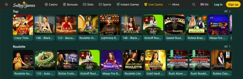 Live Casino in Sultan: Roulette, Blackjack and Tables